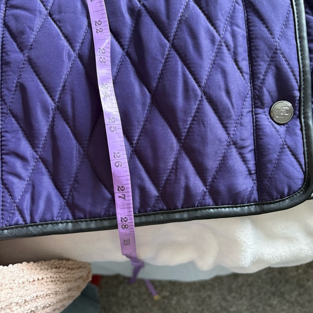 Chico's Rich Purple Diamond Quilted Barn Jacket Button Up Coat - Pockets - Picture 15 of 17